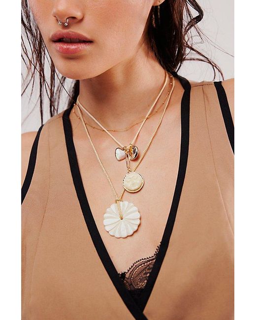 Free People White Layered Cord Charm Necklace
