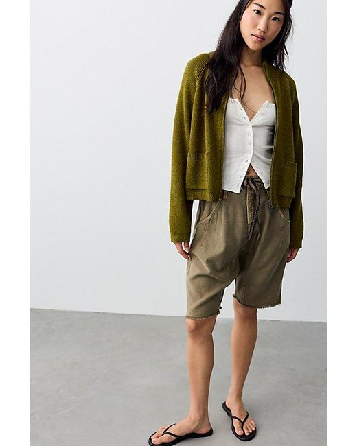 Free People Green We The Free On It Zip-Up Cardigan