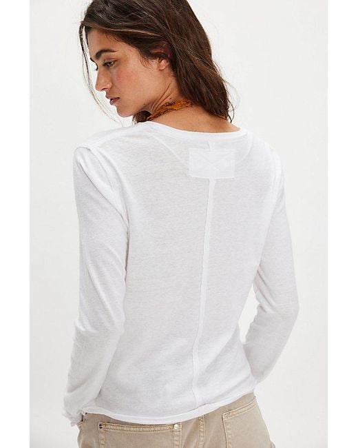 Free People White Nova Long-Sleeve Tee