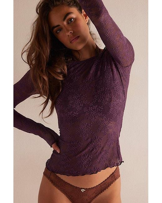 Intimately By Free People Purple Loved You First Lace Long Sleeve By