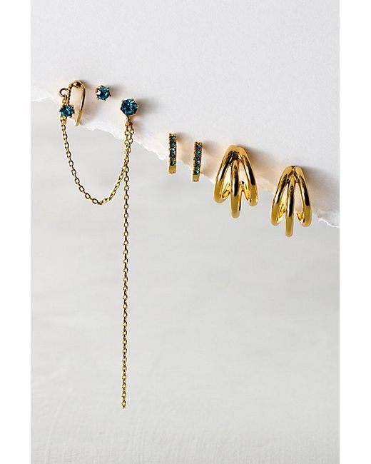 Free People White 14k Gold Plated Dripping Earring Set