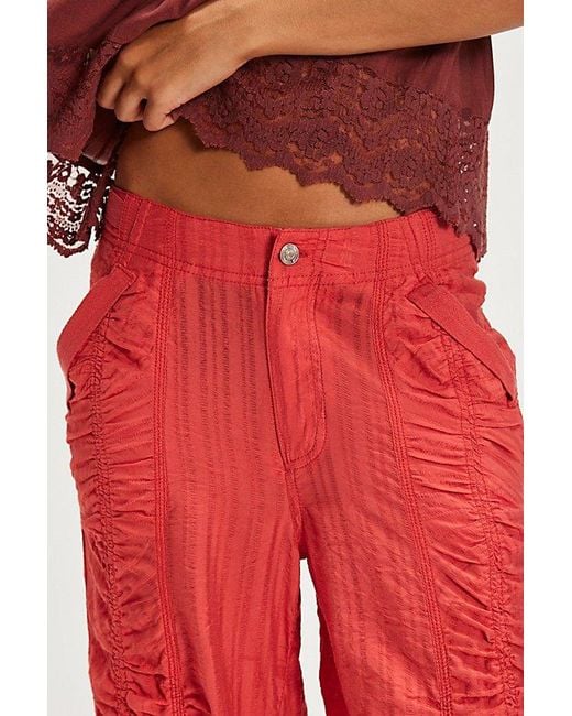 Free People Scorpio Shirred Mid-Rise Cargo Trousers By