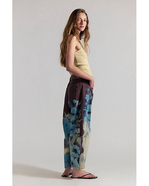Free People Multicolor Good Luck Printed Barrel Jeans
