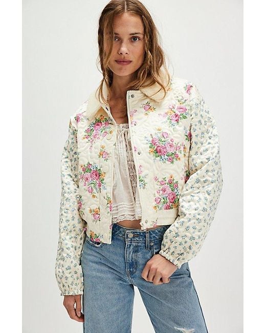 For Love & Lemons Natural Marlee Cropped Puffer