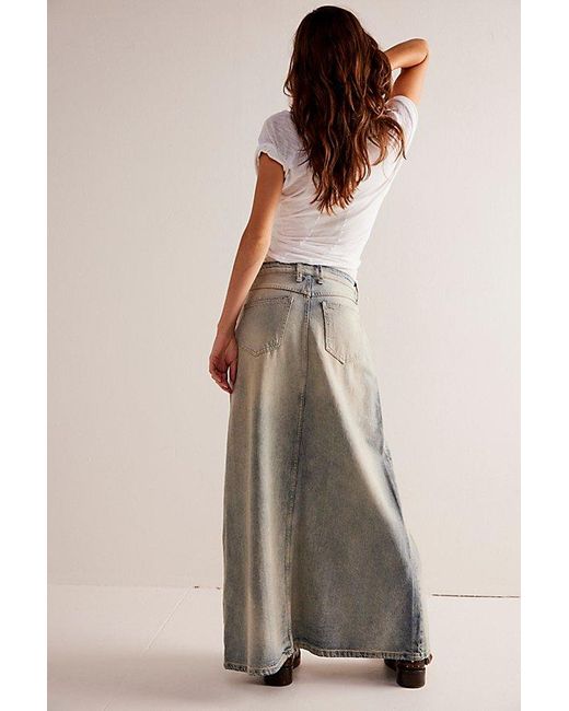Free People Multicolor Come As You Are Denim Maxi Skirt At Free People In Neptune, Size: Us 0