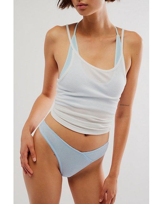 Free People White High-cut Pointelle Thong