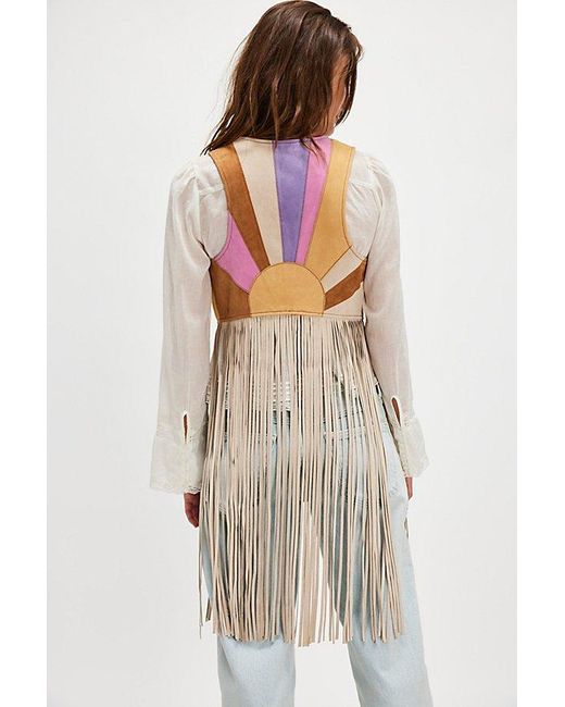 Spell Multicolor Aquarius Suede Vest Jacket