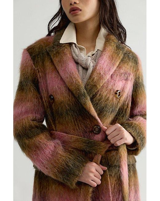 Rodebjer Brown Leah Check Wool Coat