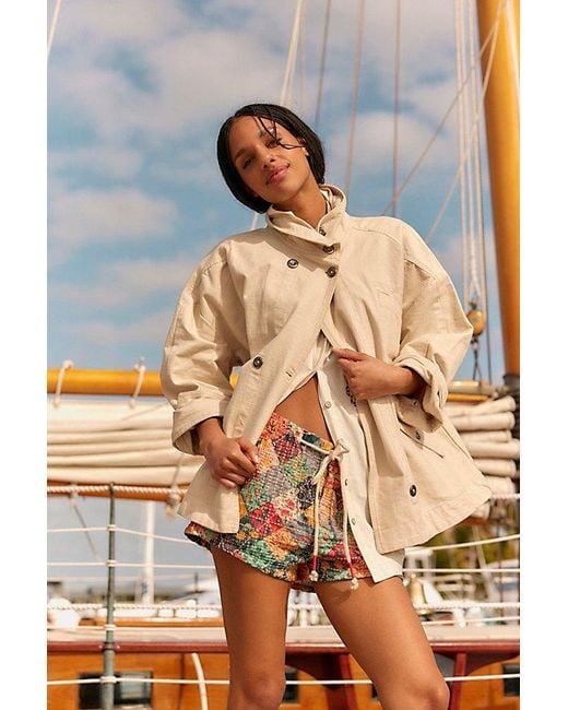 Free People Natural Collins Washed Canvas Funnel-Neck Jacket