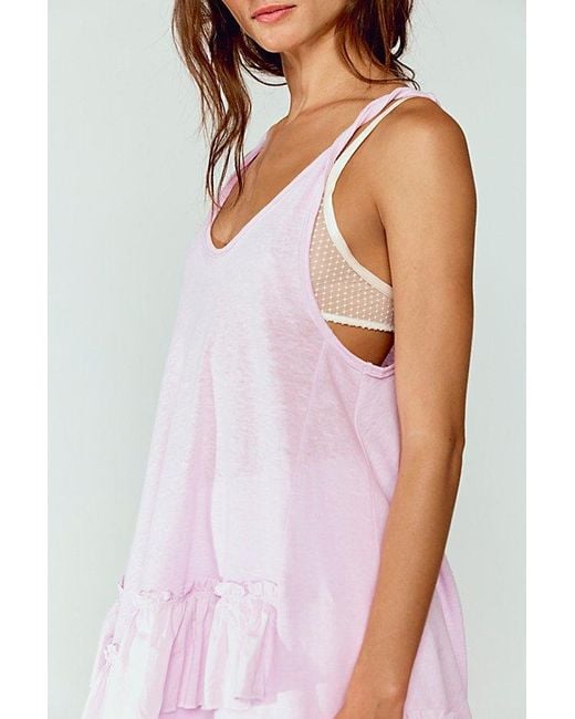 Free People Pink Reverie Ruffle Tank Top