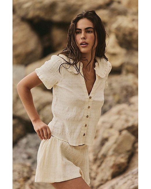 free-est Brown Lovesick Smocked Short Set By