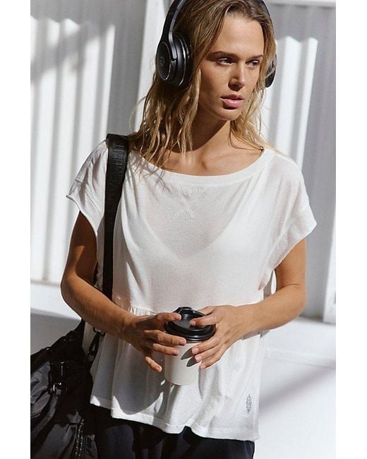 Fp Movement Gray One Up Boat Neck Tee