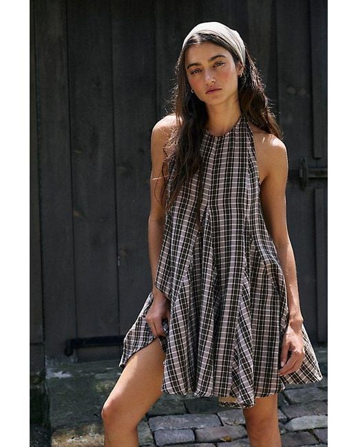 Free People Brown Godet Craze Mini Dress