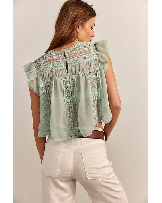 Free People Green Sun Drenched Blouse