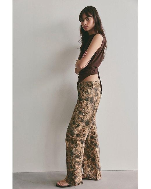 Free People Multicolor Fable Printed Low-Rise Twisted Bowed Jeans