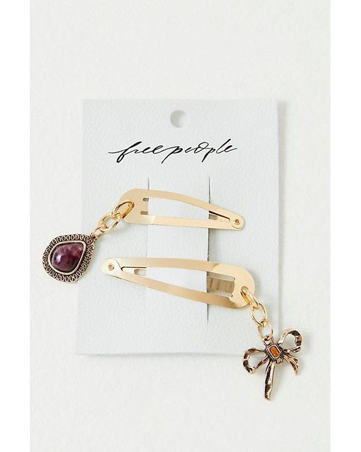 Free People Brown Charming Hearts Barrettes