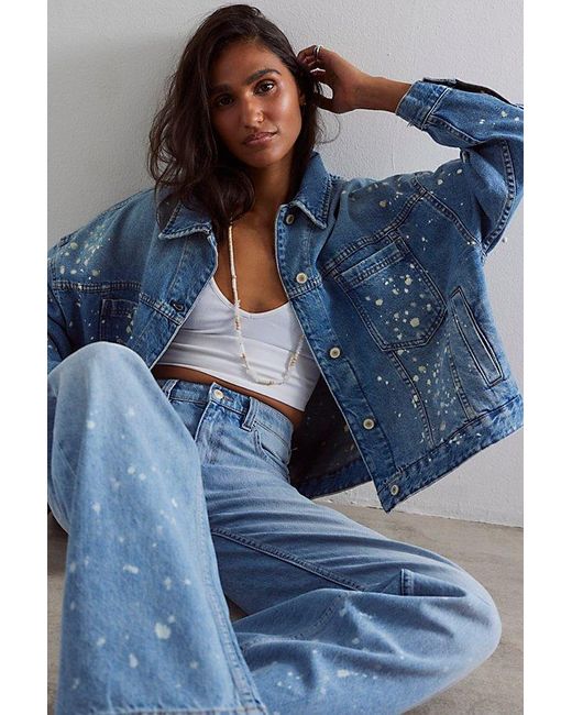 Free People Blue Opal Swing Denim Jacket