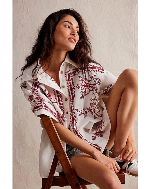 Free People Red We The Free Spring Refresh Vacation Shirt