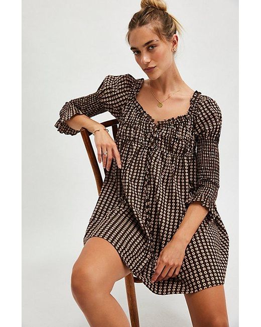 Free People Brown Star Dip Mini Dress