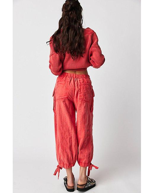Free People Red Remmington Cropped Pants At In Coral Bright, Size: Xs