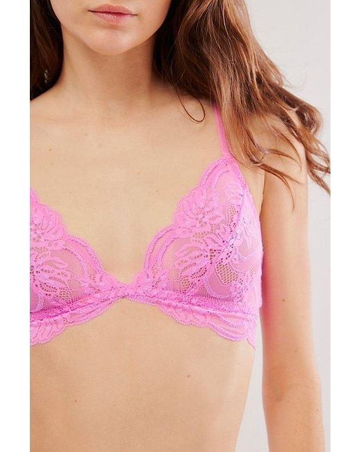 Free People Pink Last Dance Lace Triangle Bralette