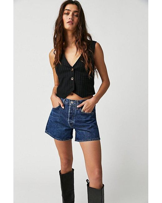Agolde Blue Parker Long Shorts