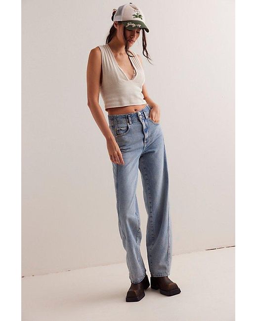 Free People Blue We The Free Aster Straight-Leg Jeans