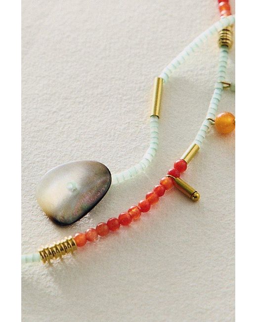 Free People Natural Muse Semi-Precious Short Beaded Layering Necklace