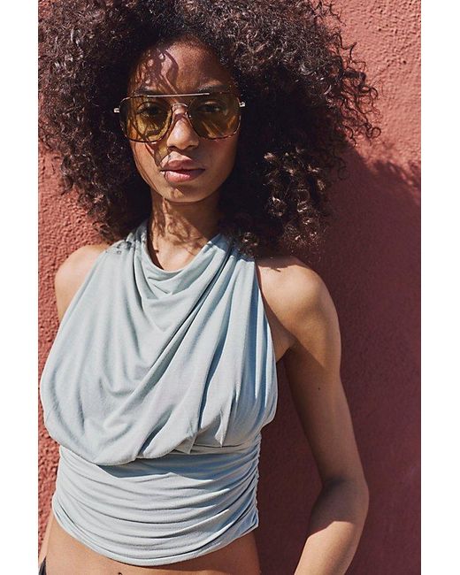 Free People Metallic Betty Aviator Sunglasses