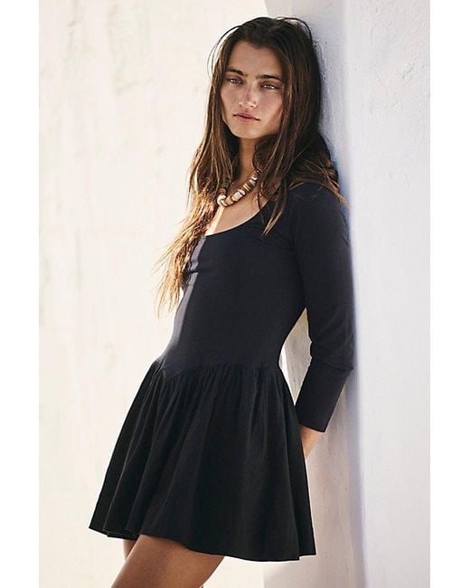green emerald velvet dress The Long Sleeve Drop Waist Shirt Dress Navy / Xs main image 0
