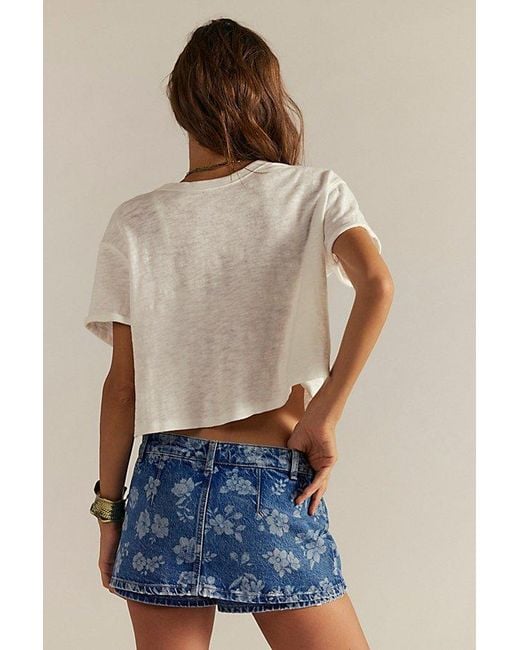 Free People Blue Gallivanting Printed Denim Skort