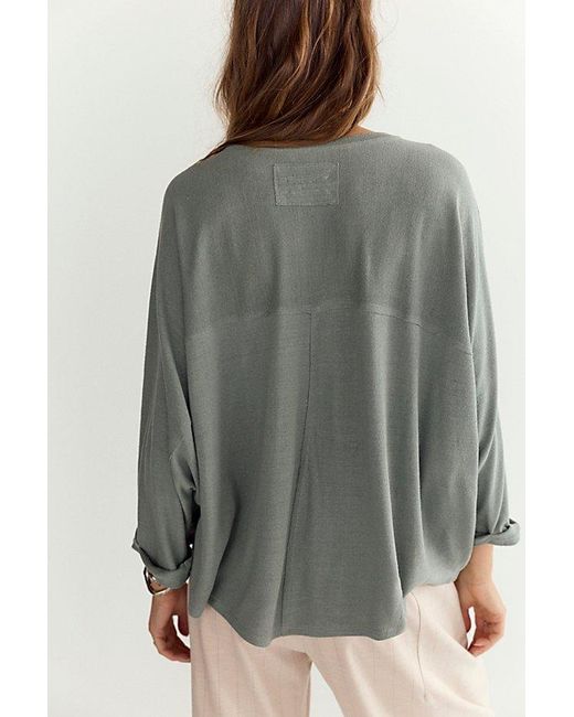 Free People Gray Like No Other Silk Long Sleeve Tee