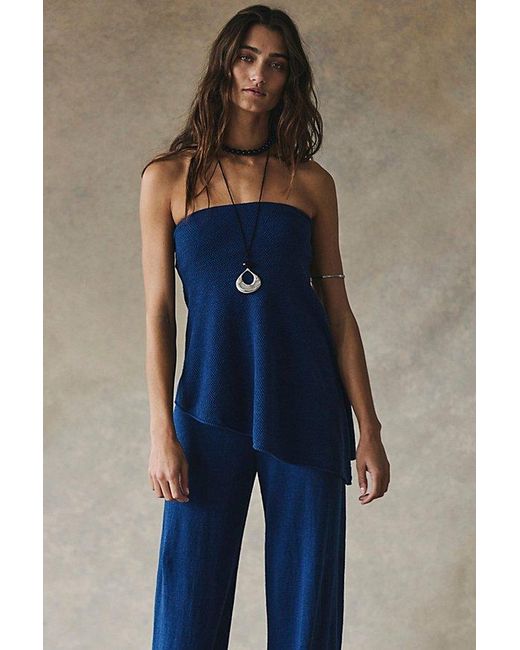 Free People Blue Krista Cotton-Linen Sweater Set