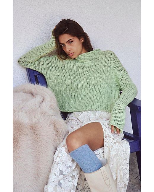 Free People Green Opal Rollneck Knit Jumper