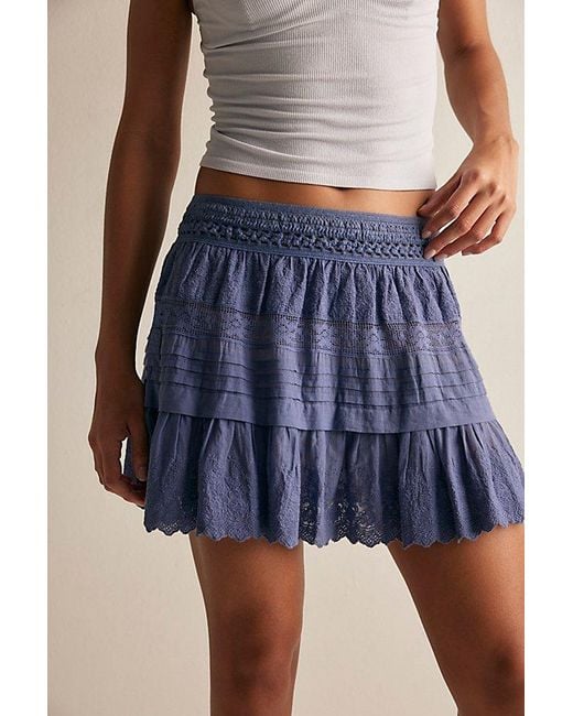 Free People Blue Play Nice Mini Slip Skirt