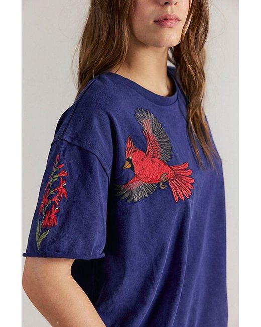 Denim and Bone Blue Hummingbird Tee