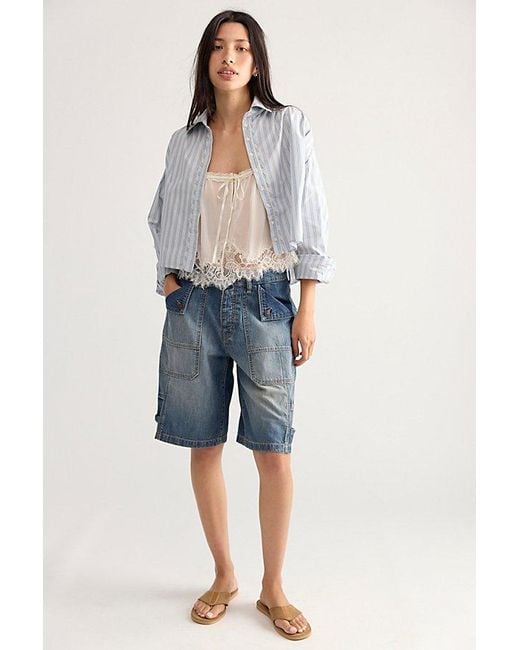 Free People Blue We The Free Mikie Long Shorts