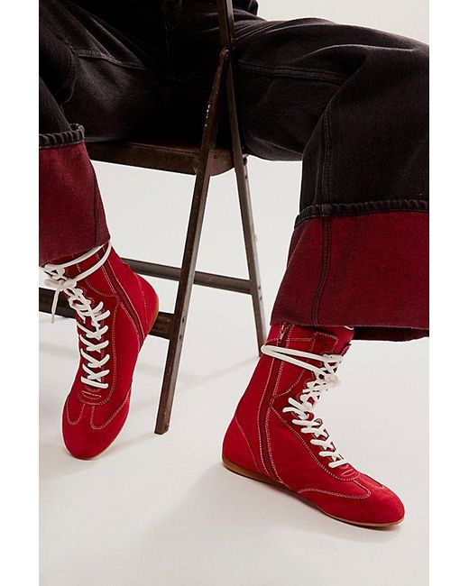 Free People Red In The Ring Boxing Boots