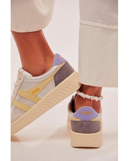 Gola Natural Superslam Blaze Sneakers At Free People In Silver/lemon/lavender, Size: Us 8