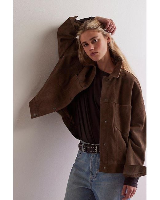 Free People Brown We The Free Opal Swing Suede Jacket