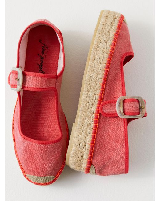 Free People Canvas Surfside Mary Jane Espadrilles in Red - Lyst