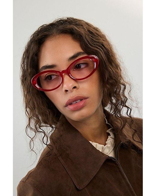 Free People Red Mae Oval Sunglasses