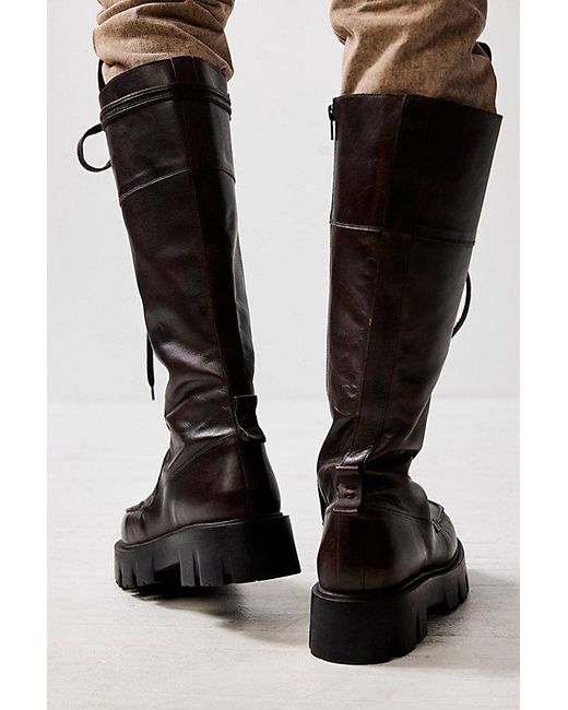 Free People Black Jones Tall Lace Up Boots
