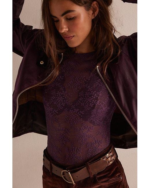 Intimately By Free People Purple Loved You First Lace Long Sleeve By