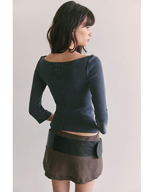 Free People Black Atlas Boat Neck Top