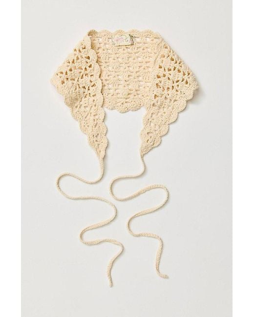 Free People White Colbie Crochet Triangle Scarf