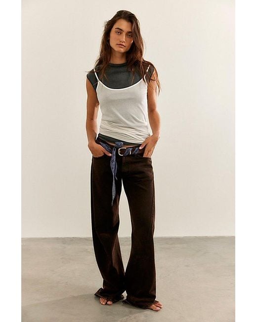 Free People Black Fable Low-Rise Twisted Bowed Jeans