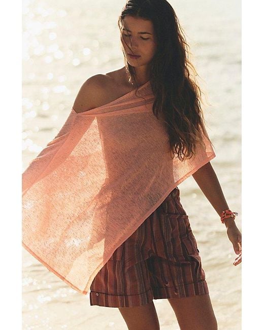 Free People Orange Maggie Everyday Asymmetrical Knit Poncho Jacket
