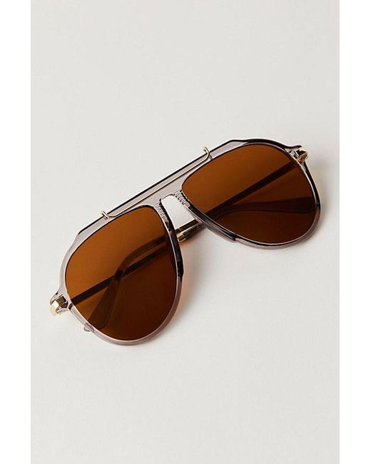 Free People Brown Ventura Oversized Aviator Sunglasses