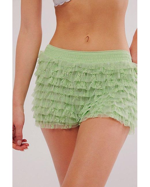 Free People Green Feeling For Lace Shorties